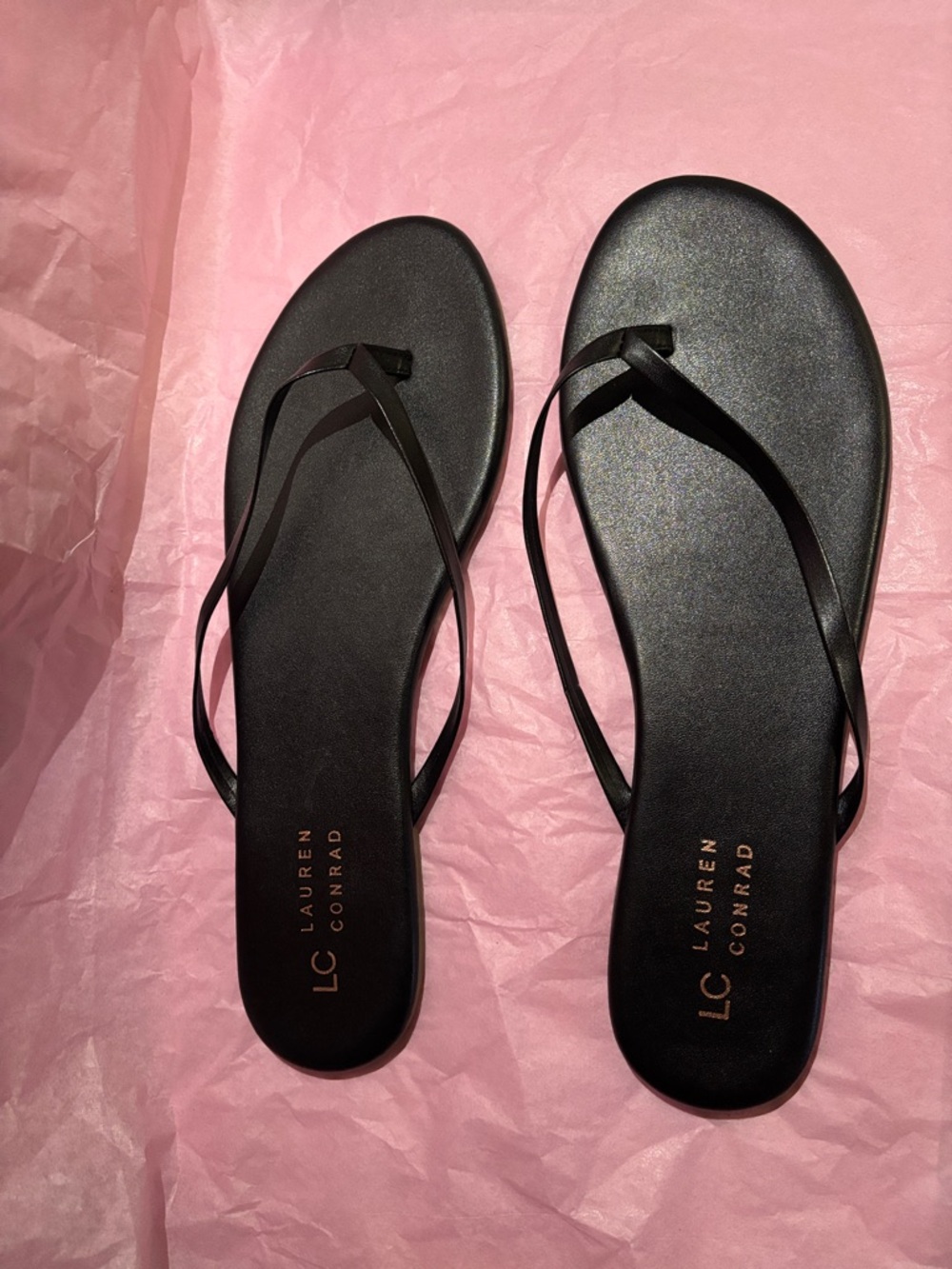 LC Lauren Conrad Black Minimalist Strappy Sandals